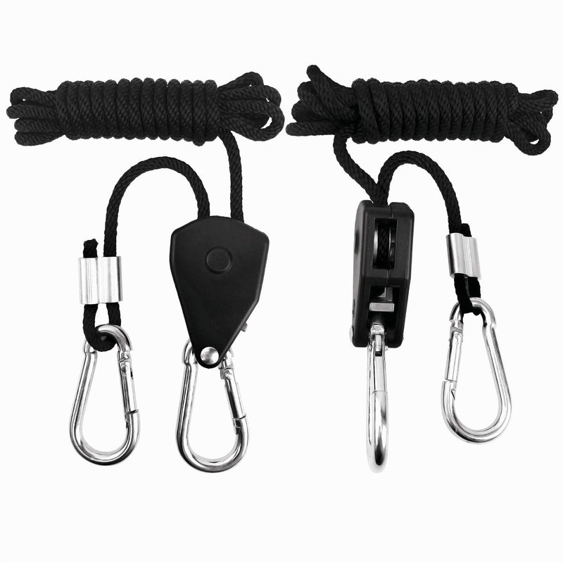 vanleno 6 Pairs 1/8 inch Adjustable Heavy Duty Rope Hanger - Reinforced Metal Internal Gears Ratchets foe Growing Light Fixtures, Loose-Proof Design, 8-ft Long & 150lbs Weight Capacity - Image 4